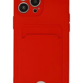 iPhone 13 Pro Max Kılıf Kelvin Kartvizitli Silikon - Kırmızı-(5796)