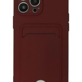 iPhone 13 Pro Max Kılıf Kelvin Kartvizitli Silikon - Bordo-(5796)