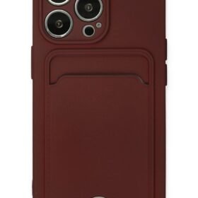 iPhone 13 Pro Kılıf Kelvin Kartvizitli Silikon - Bordo-(5796)