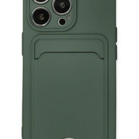 iPhone 13 Pro Kılıf Kelvin Kartvizitli Silikon - Koyu Yeşil-(5796)