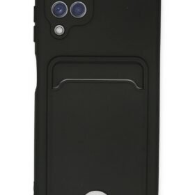 Samsung Galaxy A22 Kılıf Kelvin Kartvizitli Silikon - Siyah-(5796)