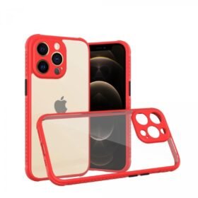 iPhone 13 Pro Kılıf Miami Şeffaf Silikon - Kırmızı-(5796)