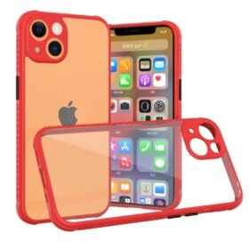 iPhone 13 Mini Kılıf Miami Şeffaf Silikon - Kırmızı-(5796)