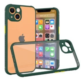 iPhone 13 Mini Kılıf Miami Şeffaf Silikon - Koyu Yeşil-(5796)