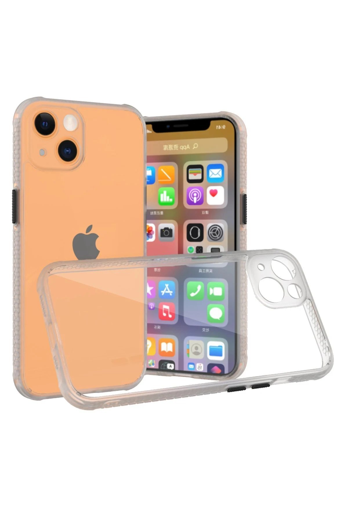 iPhone 13 Mini Kılıf Miami Şeffaf Silikon - Şeffaf-(5796)