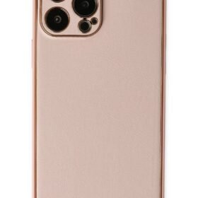 iPhone 13 Pro Kılıf Coco Deri Silikon Kapak - Pembe-(5796)