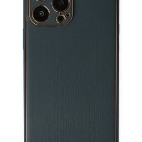 iPhone 13 Pro Kılıf Coco Deri Silikon Kapak - Mavi-(5796)