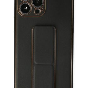 iPhone 13 Pro Max Kılıf Coco Deri Standlı Kapak - Siyah-(5796)