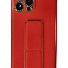 iPhone 13 Pro Max Kılıf Coco Deri Standlı Kapak - Kırmızı-(5796)