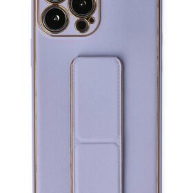 iPhone 13 Pro Max Kılıf Coco Deri Standlı Kapak - Lila-(5796)