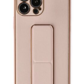 iPhone 13 Pro Kılıf Coco Deri Standlı Kapak - Pembe-(5796)