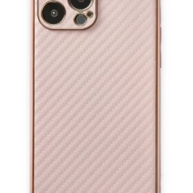 iPhone 13 Pro Kılıf Coco Karbon Silikon - Pembe-(5796)