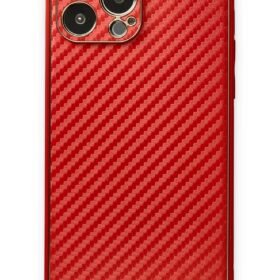 iPhone 13 Pro Kılıf Coco Karbon Silikon - Kırmızı-(5796)