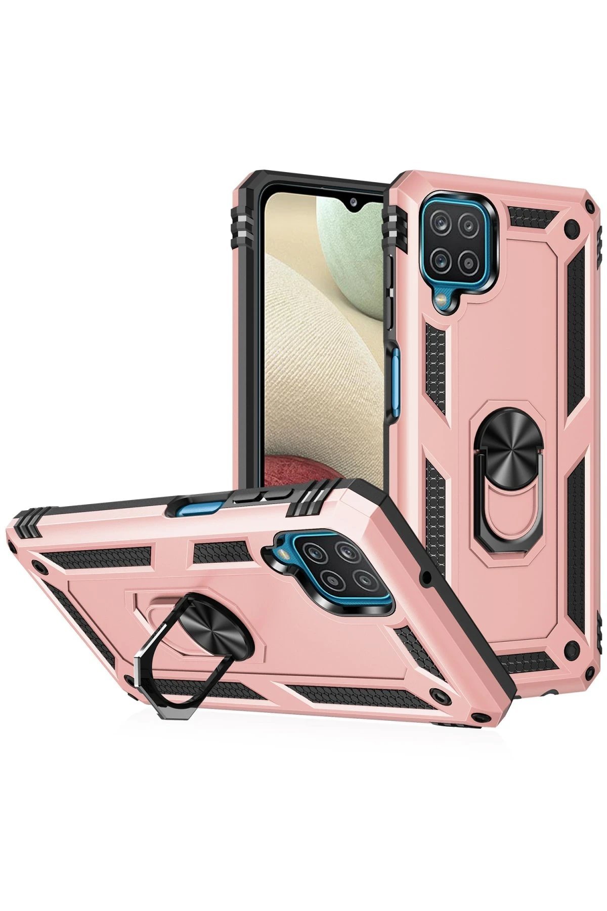 Samsung Galaxy A22 Kılıf Sofya Yüzüklü Silikon Kapak - Rose-(5796) - Görsel 2