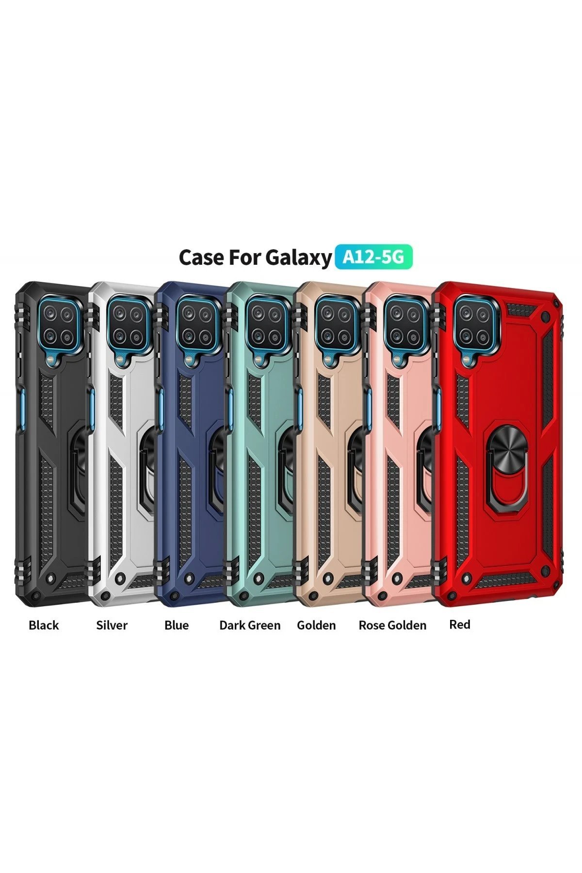 Samsung Galaxy A22 Kılıf Sofya Yüzüklü Silikon Kapak - Rose-(5796) - Görsel 4