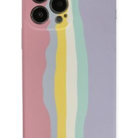 iPhone 13 Pro Kılıf Ebruli Lansman Silikon - Pembe-Lila-(5796)