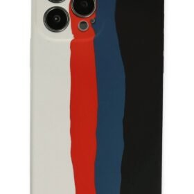 iPhone 13 Pro Kılıf Ebruli Lansman Silikon - Beyaz-Siyah-(5796)