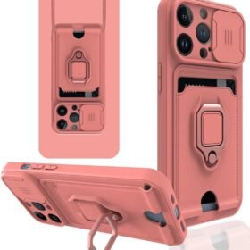 iPhone 13 Pro Kılıf Zuma Kartvizitli Yüzüklü Silikon - Pembe-(5796)