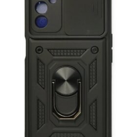 Oppo A16 Kılıf Pars Lens Yüzüklü Silikon - Siyah-(5796)