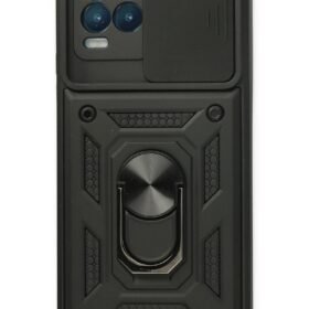 Realme 8 Kılıf Pars Lens Yüzüklü Silikon - Siyah-(5796)