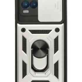 Realme 8 Kılıf Pars Lens Yüzüklü Silikon - Gümüş-(5796)