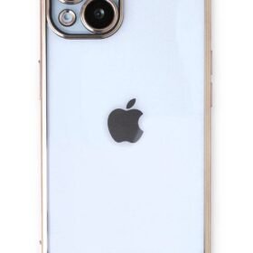 iPhone 13 Kılıf Lensli Silikon - Gold-(5796)