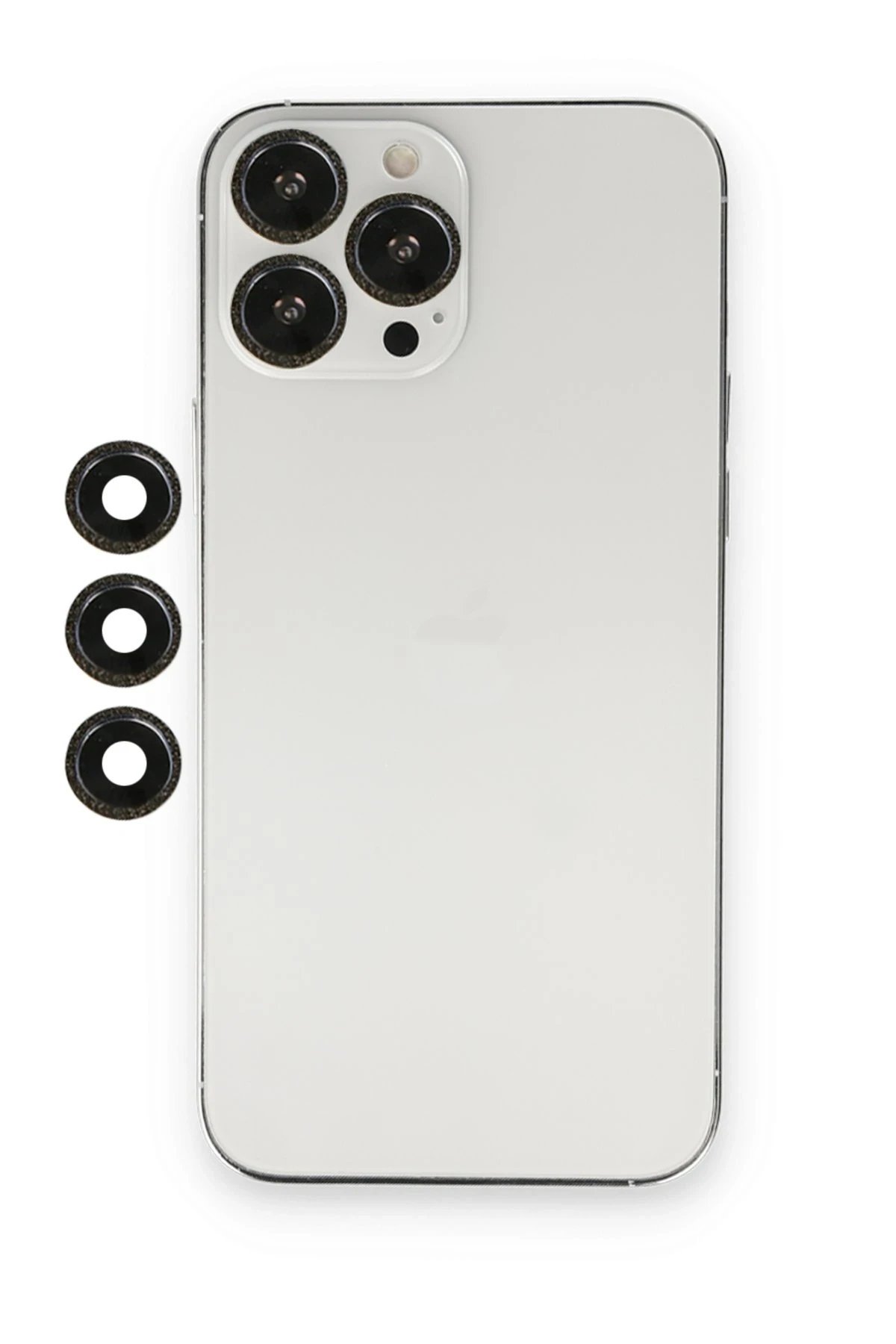 iPhone 12 Pro Shine Kamera Lens - Siyah-(5796)