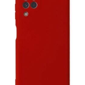 Samsung Galaxy A22 Kılıf Nano içi Kadife Silikon - Kırmızı-(5796)