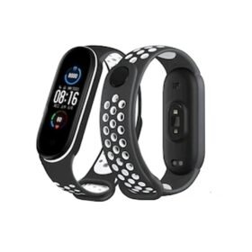 Xiaomi Mi Band 4 Spor Delikli Kordon - Siyah-Beyaz-(5796)