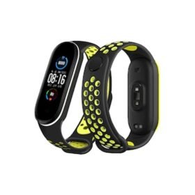 Xiaomi Mi Band 4 Spor Delikli Kordon - Siyah-Yeşil-Beyaz-(5796)