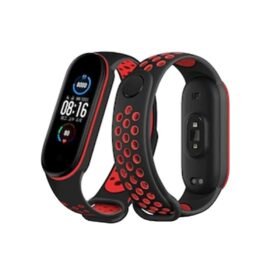 Xiaomi Mi Band 4 Spor Delikli Kordon - Siyah-Kırmızı-(5796)