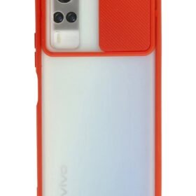 Vivo Y53S Kılıf Palm Buzlu Kamera Sürgülü Silikon - Kırmızı-(5796)