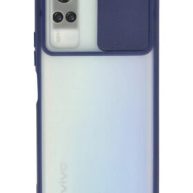 Vivo Y53S Kılıf Palm Buzlu Kamera Sürgülü Silikon - Lacivert-(5796)