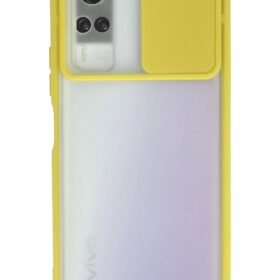 Vivo Y53S Kılıf Palm Buzlu Kamera Sürgülü Silikon - Sarı-(5796)