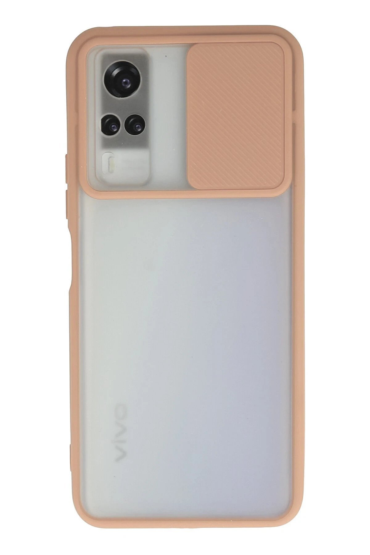 Vivo Y53S Kılıf Palm Buzlu Kamera Sürgülü Silikon - Pembe-(5796)