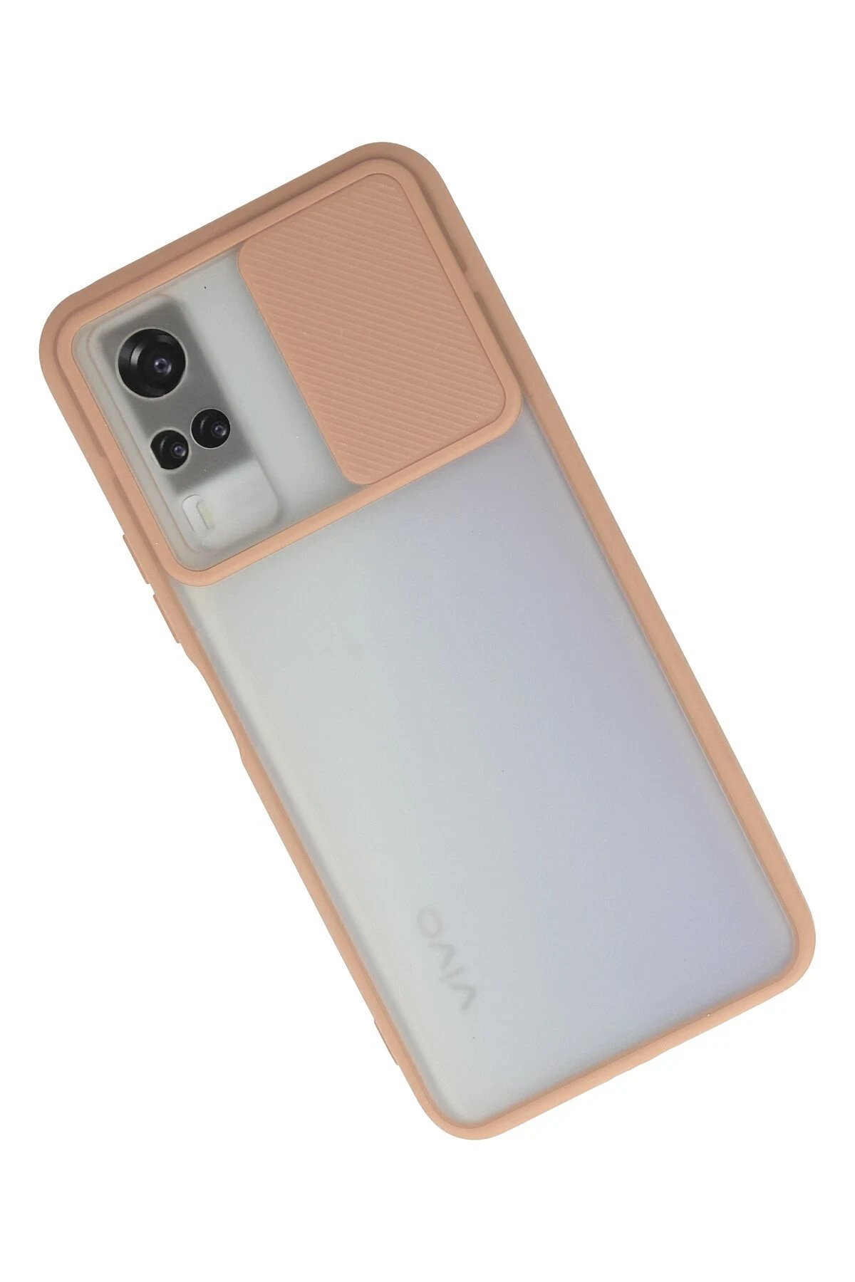 Vivo Y53S Kılıf Palm Buzlu Kamera Sürgülü Silikon - Pembe-(5796) - Görsel 2