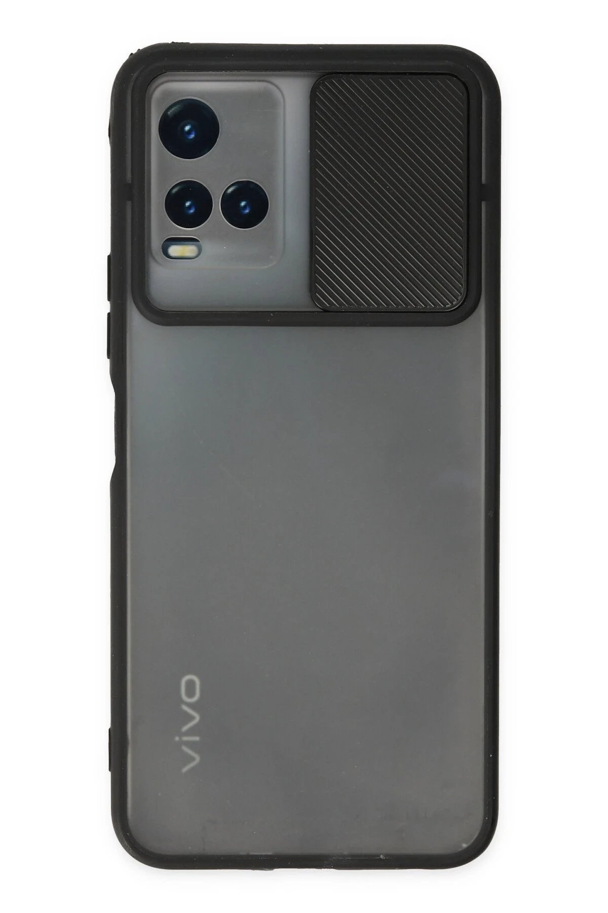 Vivo Y33S Kılıf Palm Buzlu Kamera Sürgülü Silikon - Siyah-(5796)
