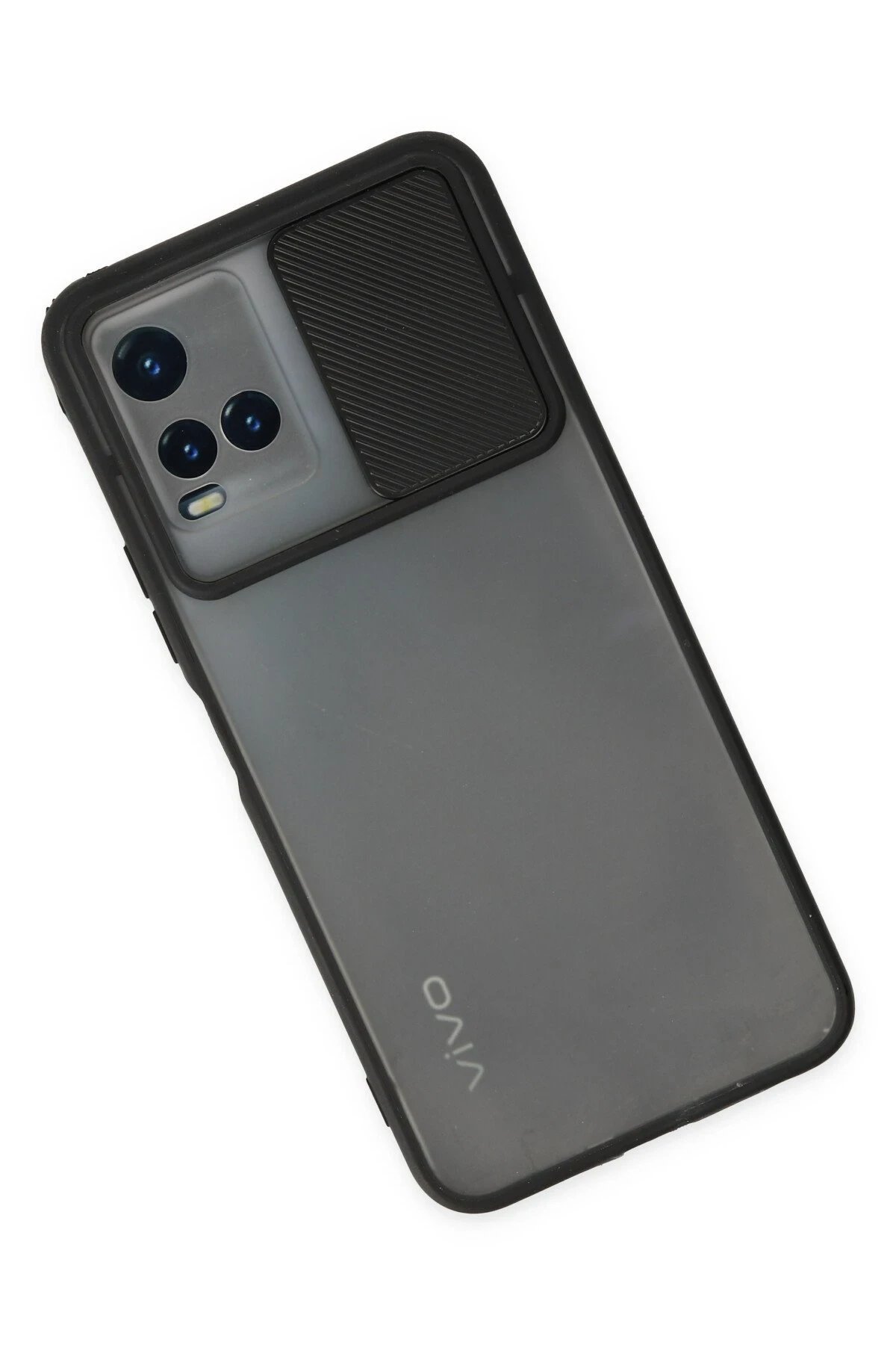 Vivo Y33S Kılıf Palm Buzlu Kamera Sürgülü Silikon - Siyah-(5796) - Görsel 3