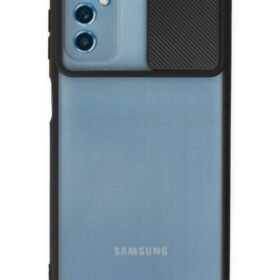Samsung Galaxy M52 5G Kılıf Palm Buzlu Kamera Sürgülü Silikon - Siyah-(5796)