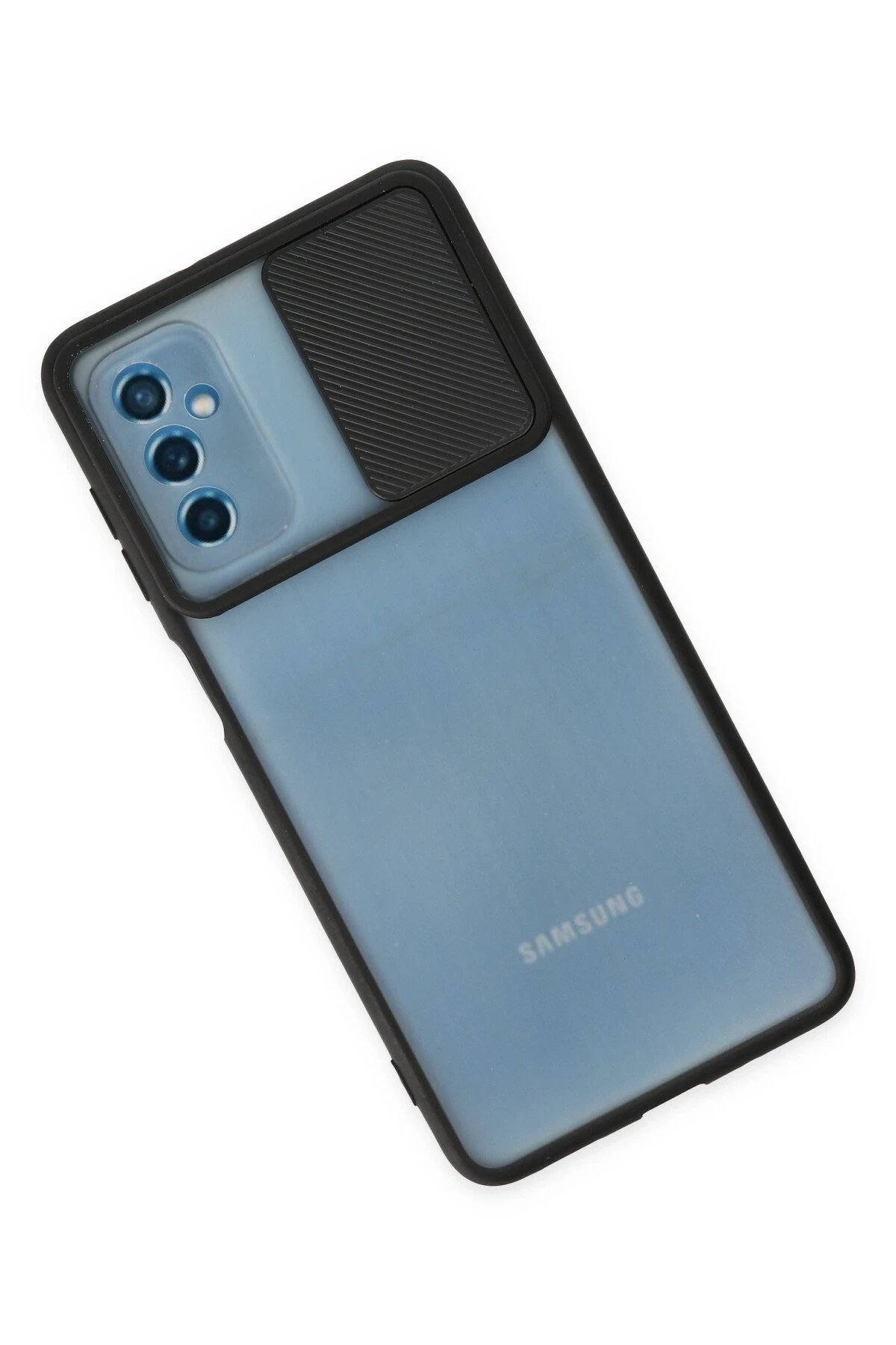 Samsung Galaxy M52 5G Kılıf Palm Buzlu Kamera Sürgülü Silikon - Siyah-(5796) - Görsel 3