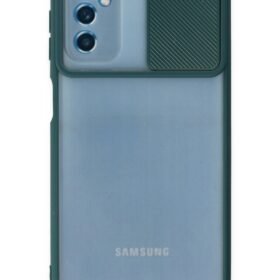 Samsung Galaxy M52 5G Kılıf Palm Buzlu Kamera Sürgülü Silikon - Yeşil-(5796)