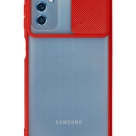 Samsung Galaxy M52 5G Kılıf Palm Buzlu Kamera Sürgülü Silikon - Kırmızı-(5796)