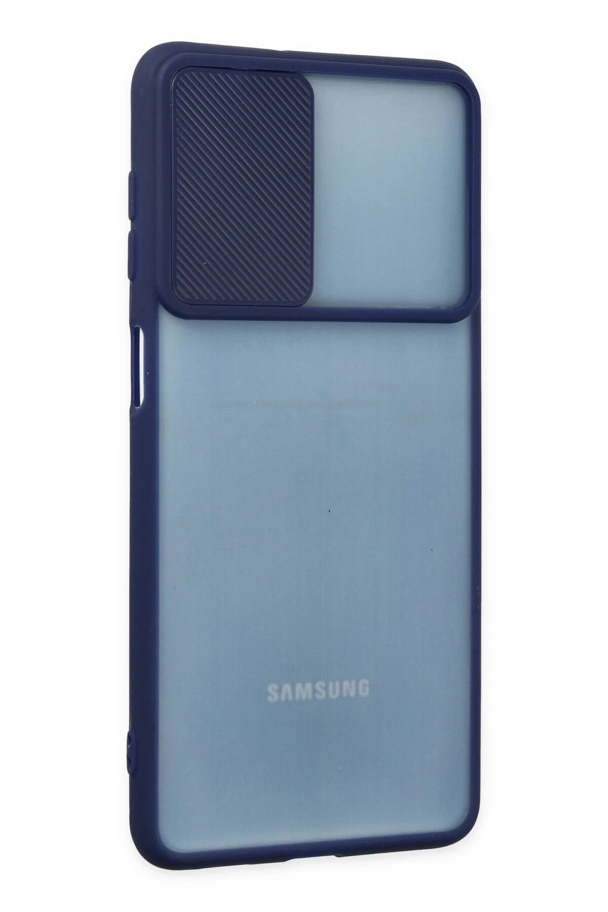 Samsung Galaxy M52 5G Kılıf Palm Buzlu Kamera Sürgülü Silikon - Lacivert-(5796) - Görsel 2