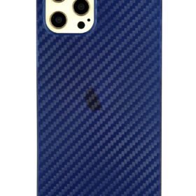 iPhone 12 Pro Max Kılıf Karbon PP Silikon - Mavi-(5796)