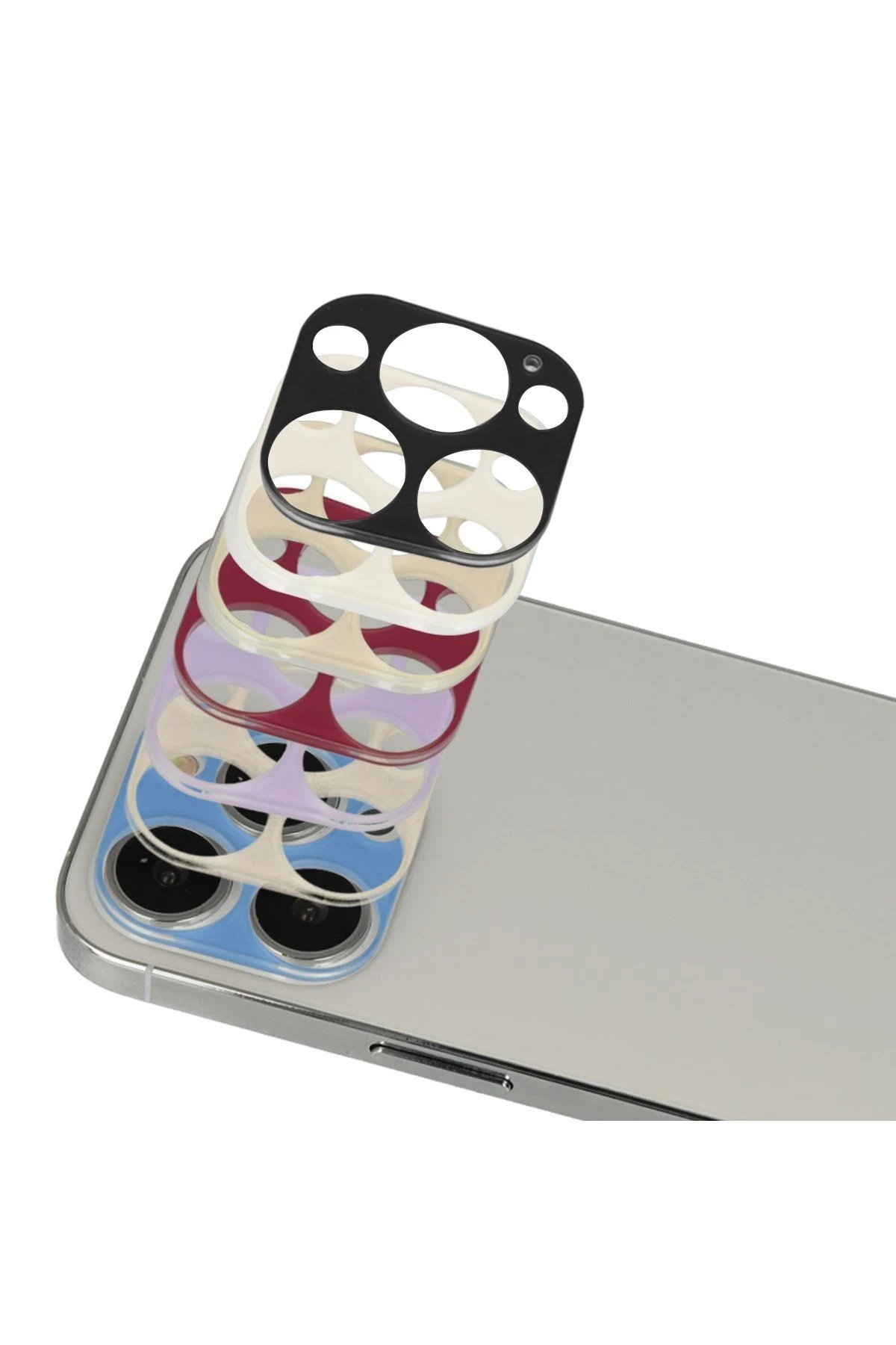 iPhone 13 Pro Max Rainbow Kamera Lens Koruma Cam - Rose Gold-(5796) - Görsel 2