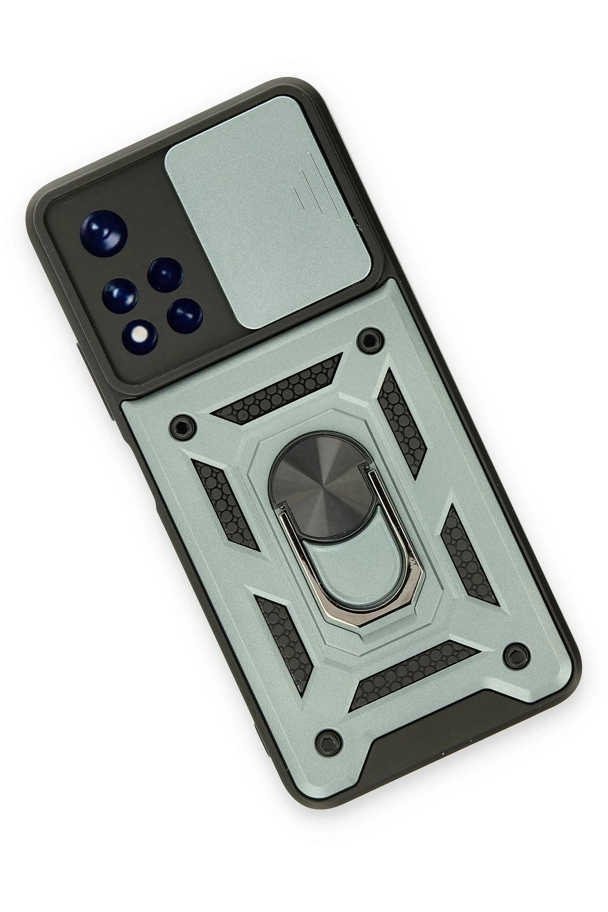 Xiaomi Redmi Note 11T Kılıf Pars Lens Yüzüklü Silikon - Yeşil-(5796)