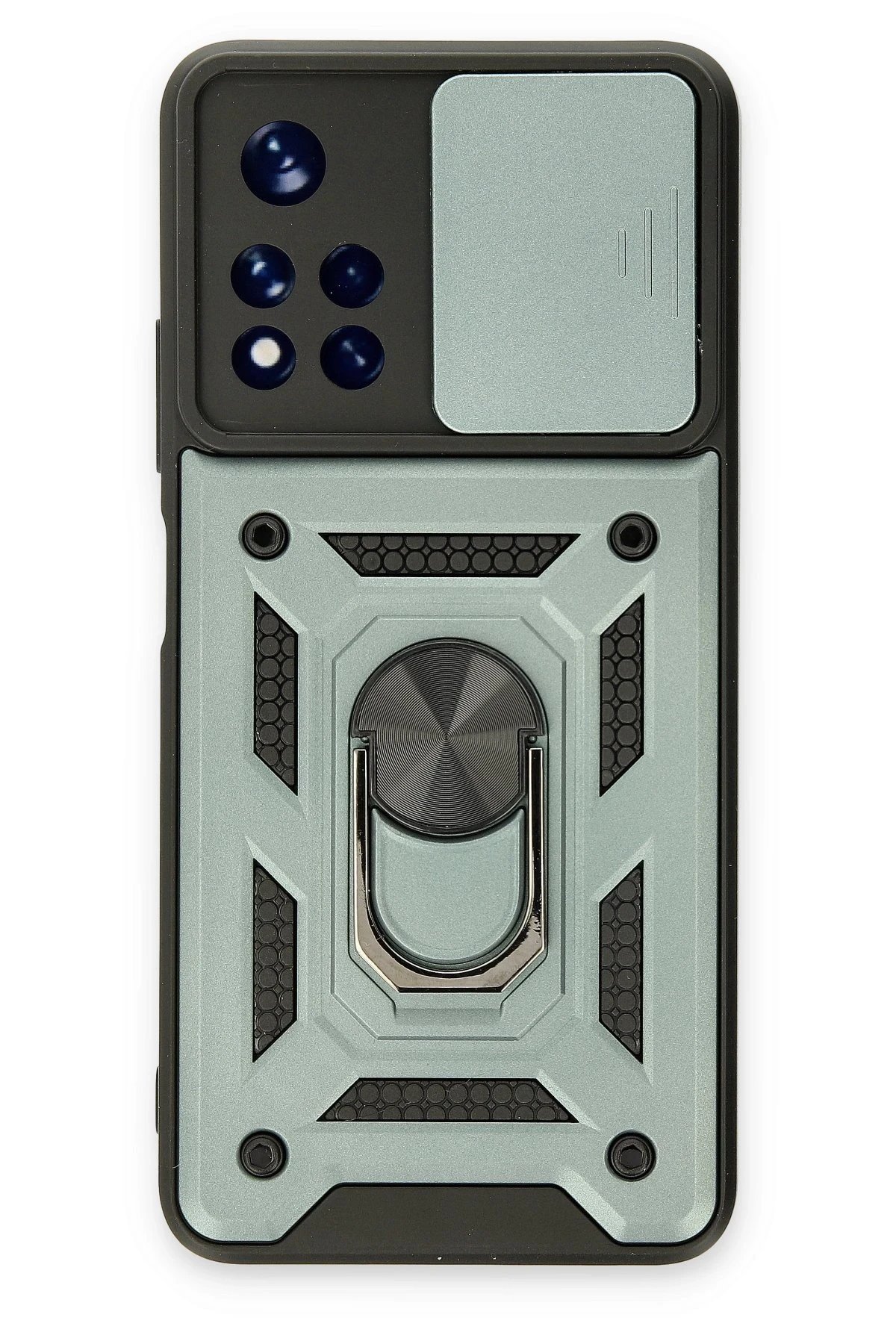 Xiaomi Redmi Note 11T Kılıf Pars Lens Yüzüklü Silikon - Yeşil-(5796) - Görsel 3