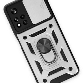 Xiaomi Redmi Note 11T Kılıf Pars Lens Yüzüklü Silikon - Gümüş-(5796)