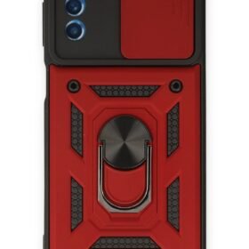 Samsung Galaxy M52 5G Kılıf Pars Lens Yüzüklü Silikon - Kırmızı-(5796)