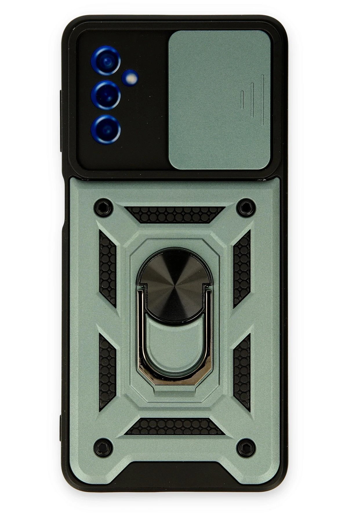 Samsung Galaxy M52 5G Kılıf Pars Lens Yüzüklü Silikon - Yeşil-(5796)